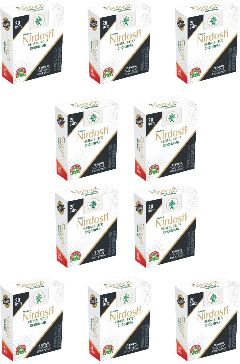 Premium Flavored Herbal Filter Dhoompan Sticks - Pack Of 10X 20 Pcs Herbal Cigarette | Bidi Sticks Rolled In Tendu Leaves, Non-Addictive Sticks - Tobacco Free & Nicotine Free
