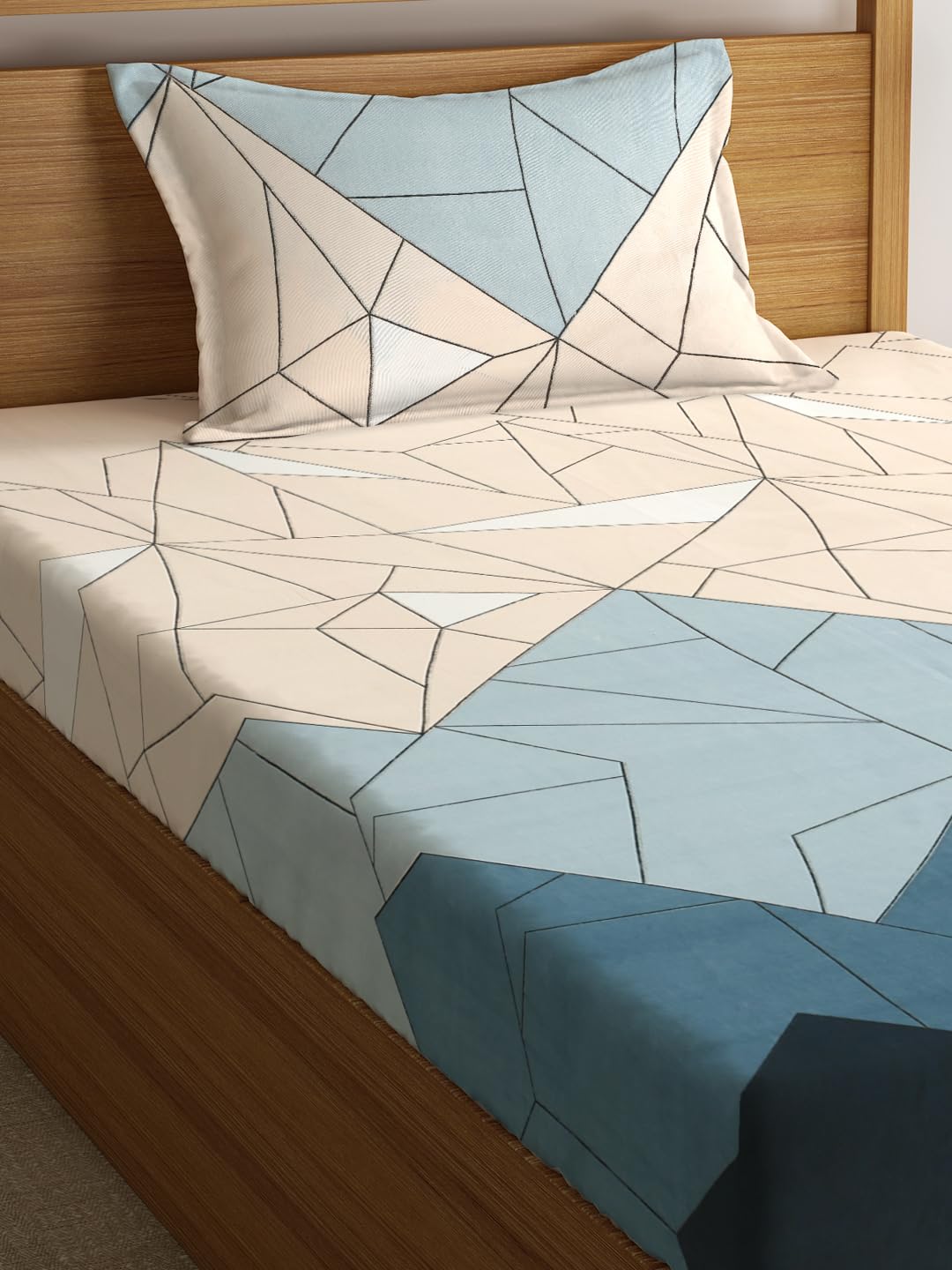 144 TC Microfiber Single Bedsheet With 1 Pillow Cover - 55 X 86 Inches, Icy Blue | Soft To Touch & Comfortable | Natural Resistance To Shrinkage & Wrinkles