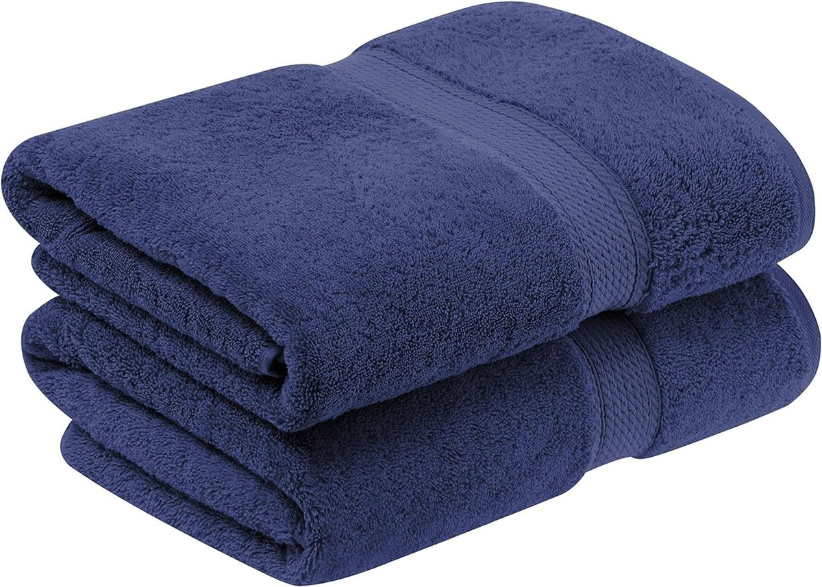 Fresh From Loom Luxury Edition Egyptian 100% Pure Cotton Bath Towel 1200 Gsm | High Water Heavy Soft Dual Stitched Bath Towel (Blue) - 2 Pcs