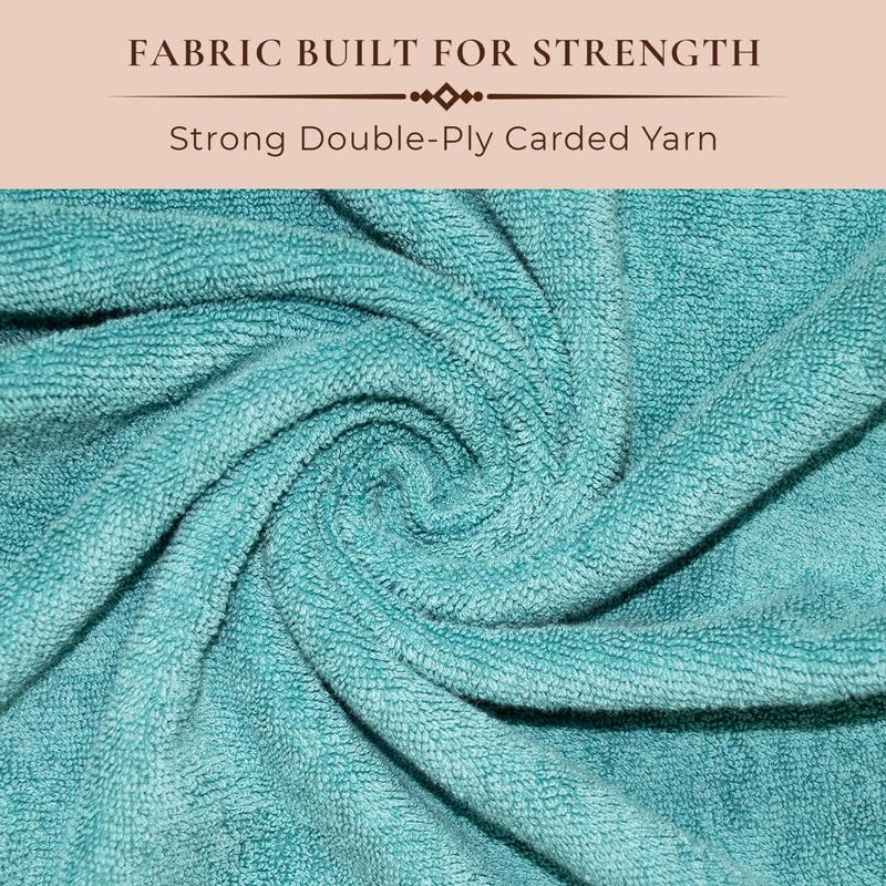 Rangoli 100% Cotton Fibre 2 Hand & 2 Bath Towel 1400 Gsm | Highly Durable & Absorbent Towel | Skin-Friendly & Quick Drying Luxury Towels (Blue) - Pack Of 4