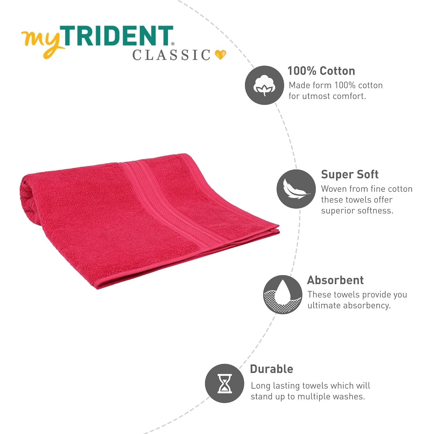 Mytrident Cotton Bath Towel 900 Gsm | For Men & Women Classic Towel 100% Cotton Bath Towel (Virtual Pink)