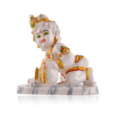 Laddu Gopal Murti, Baby Krishna Idol, Makhan Krishan Statue, White, Marble Idol, Handcrafted Gopal Ji, Perfect For Worship & Home Décor, All Occasions