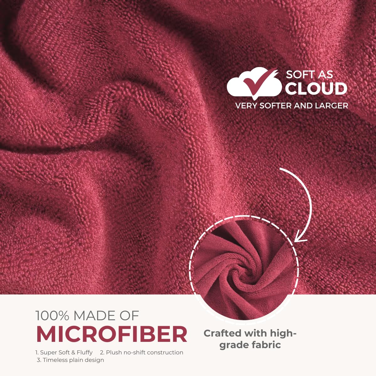 Black Gold The Finer Touch Microfiber Bath Towels 500 Gsm | Super Absorbent, Lightweight, Ultra-Soft, Fade Resistant (Dark Pink)