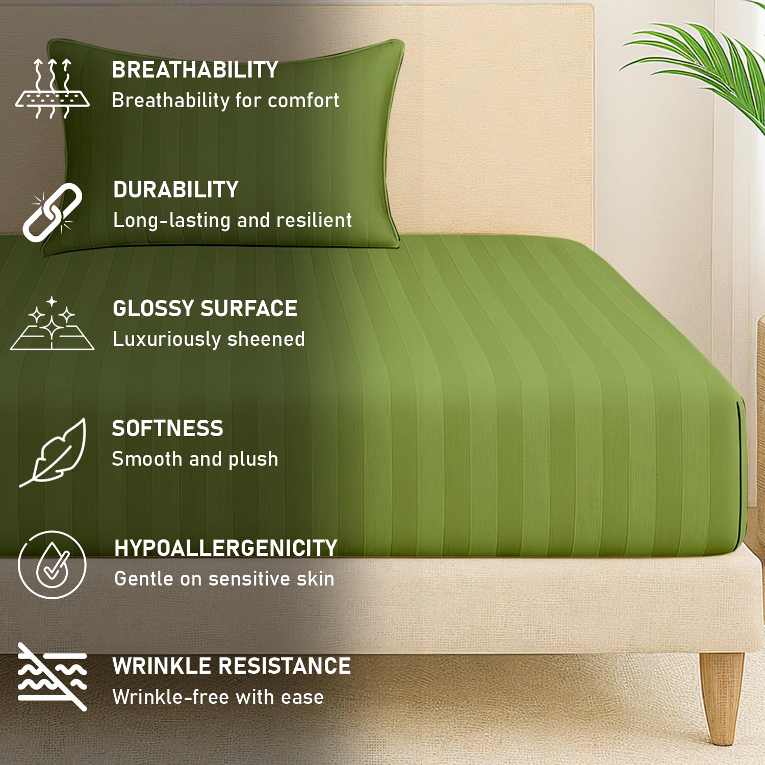 1 Single Bedsheet For King Size With 1 Pillow Covers | 36 X 78 Inches, Lime Green - 130 Thread Count Soft & Comfortable | Ideal For Bedroom, Guest Room, House