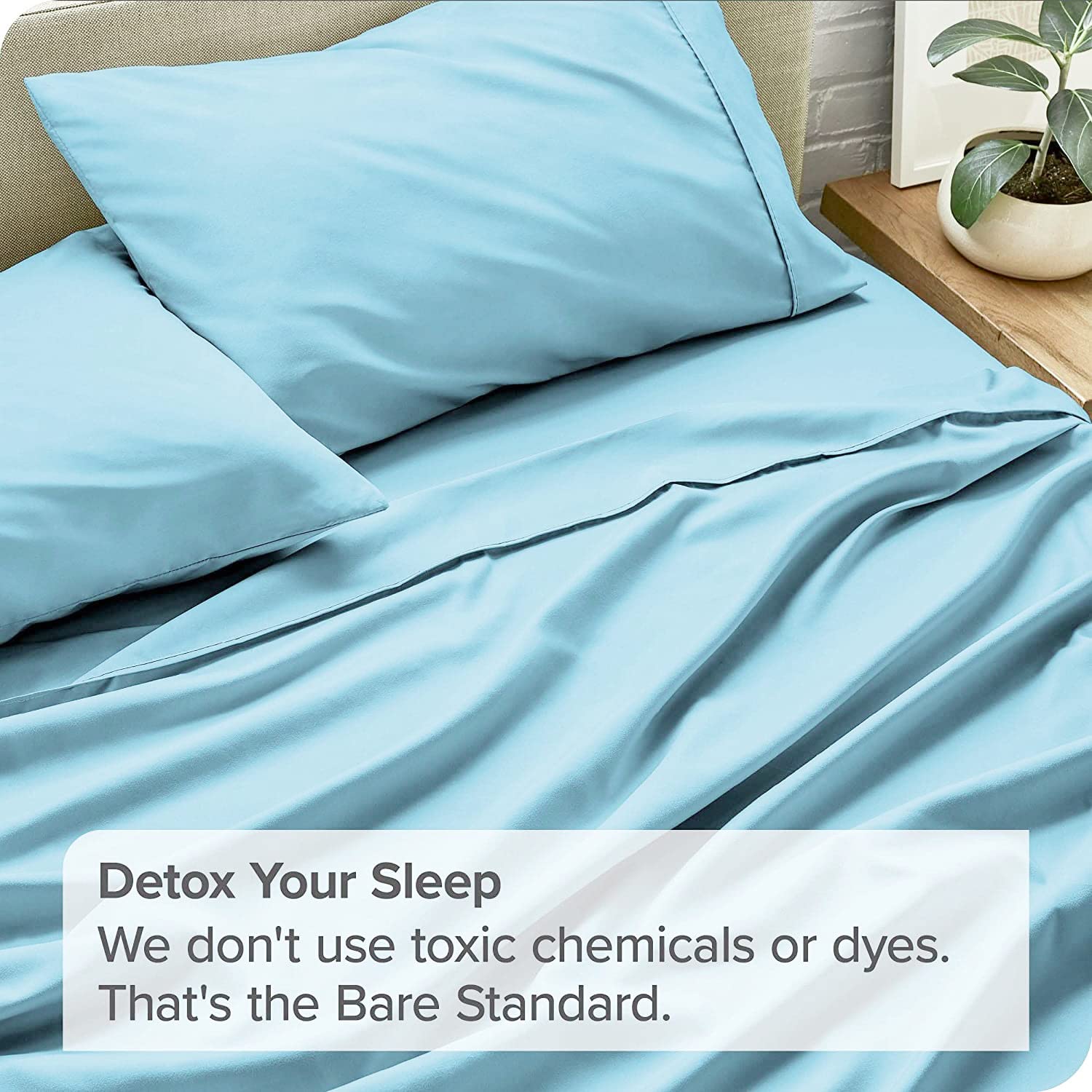 Super King Size Flat Bedsheet With 2 Pillow Covers - 110 X 112 Inches, Sky Blue | Good For Home, Hotel, Villa, Resort & Guest House