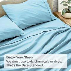 Perfect Flat Queen Size Bedsheet With 2 Matching Pillow Cover - 90 X 100 Inches, Sky Blue | Natural Breathable & Wrinkle Free | 400 Thread Count