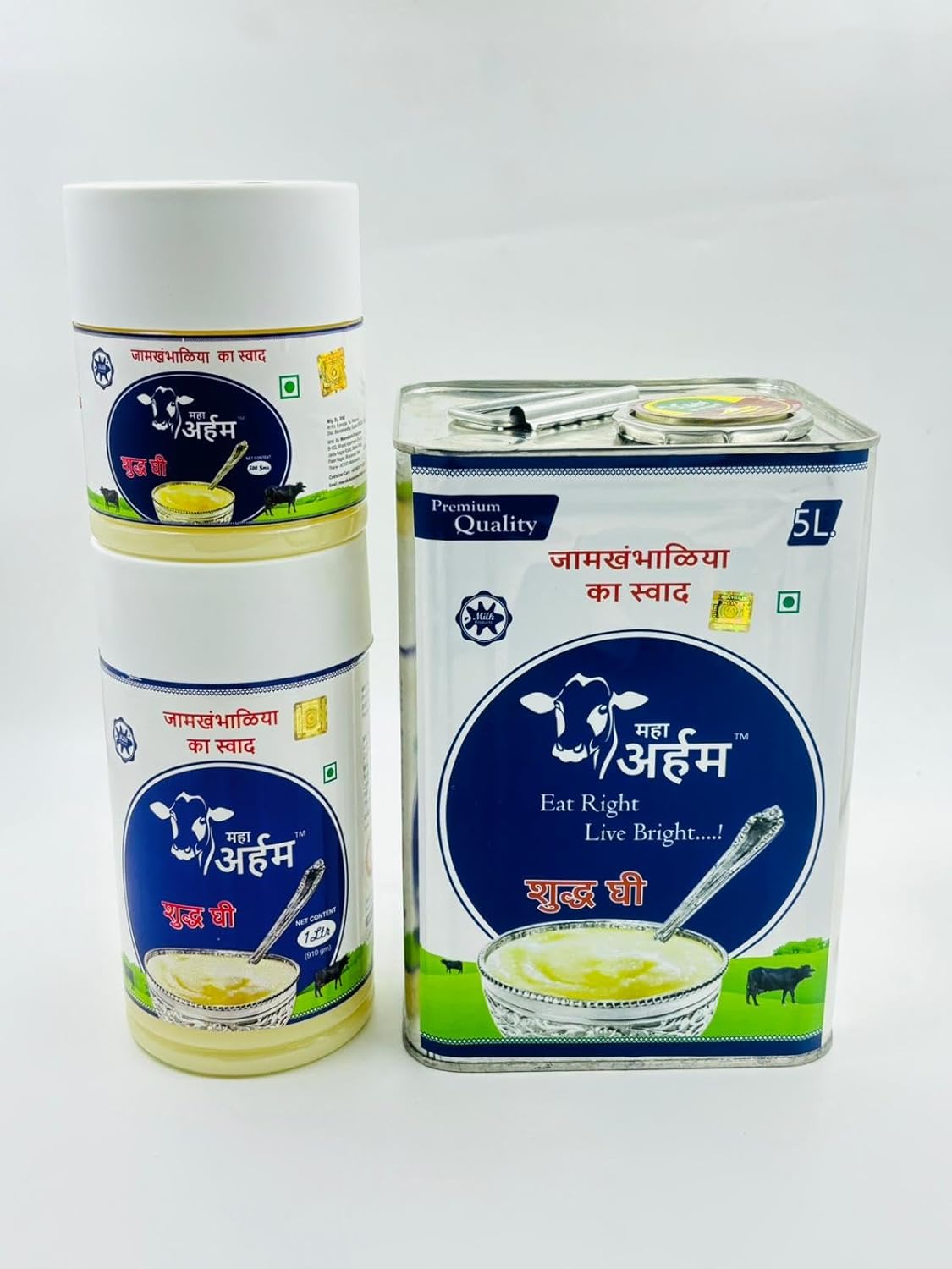 100% Pure Buffalo Shudh Desi Ghee By Maha Arham | Rich In Vitamin A & D Healthy Pure Desi Ghee Good For Dishes | 3 Litre (1 Litre * 3) 101.4 Ounce | Jar Pack