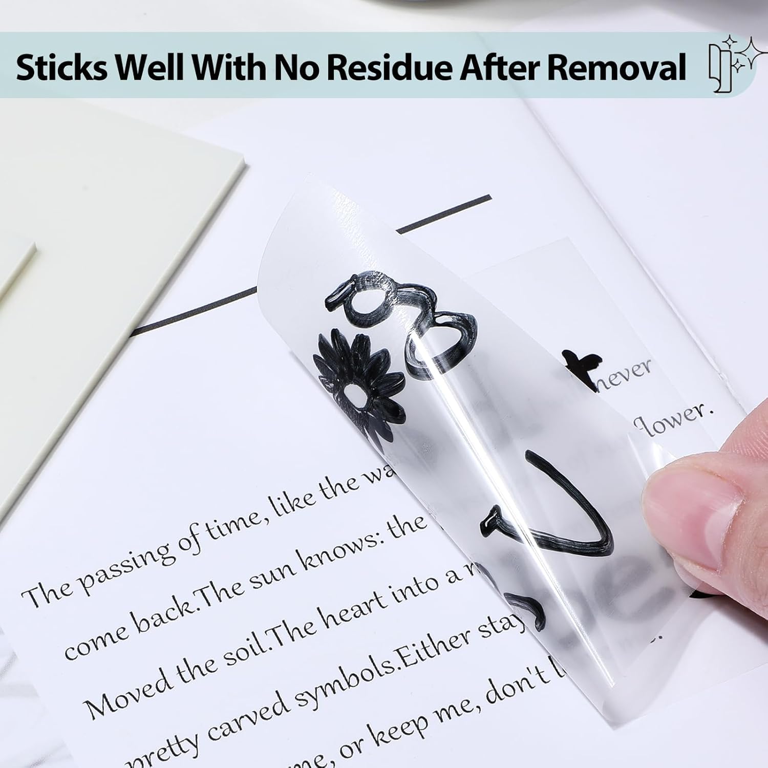 Transparent Sticky Note 100 Sheets Self-Stick Note Pads, Pastel Sticky Notes - Clear Notes