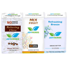 Ayurvedic Herbs Tobacco Alternatives | Non Addictive, Clove, Refreshing Breeze & Mix Fruit Flavour Smoke 10 Sticks Each - Tobacco & Nicotine Free