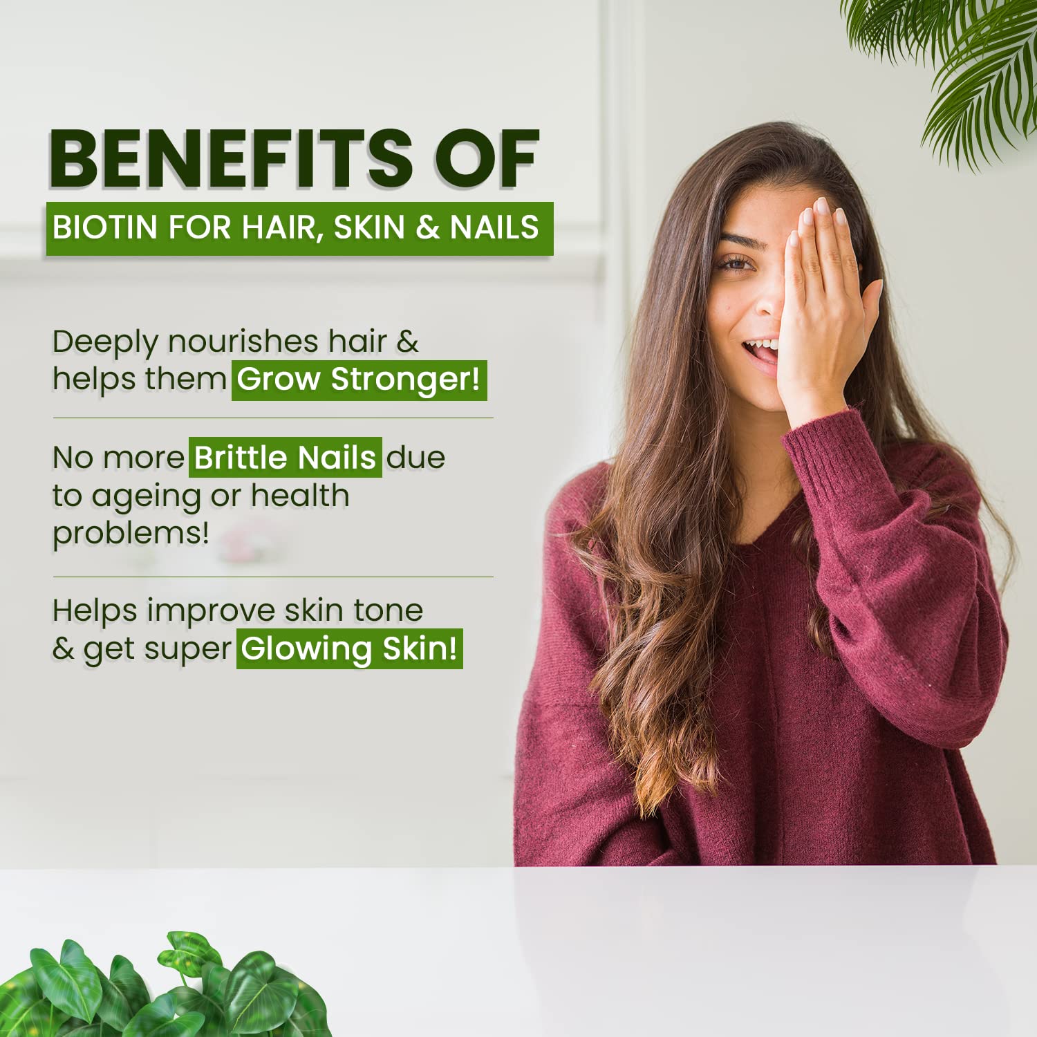 Himalayan Organics Biotin 10000mcg For Hair Growth , Nails & Skin | 120 Tablets , 200gm 0.4lbs