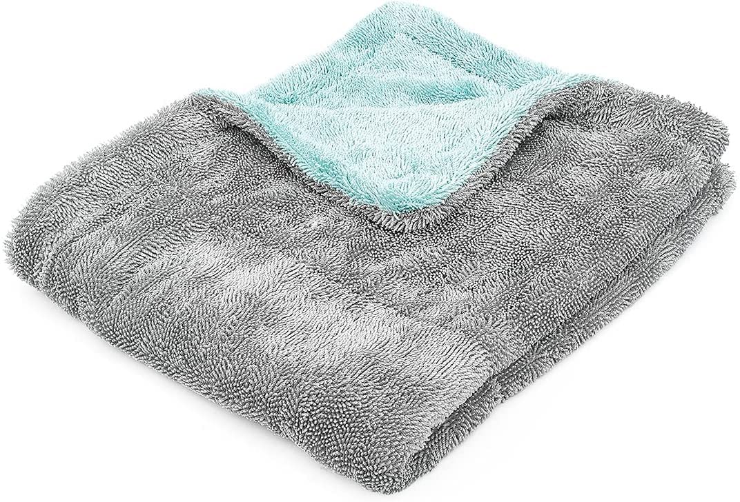 Auto Hub Microfiber Cloth 250 Gsm | Ultra Soft- Edgless & Dual Sided Microfiber Cloth Lint & Streakfree Car Cleaning Cloth - Blue Grey (Pack Of 1)