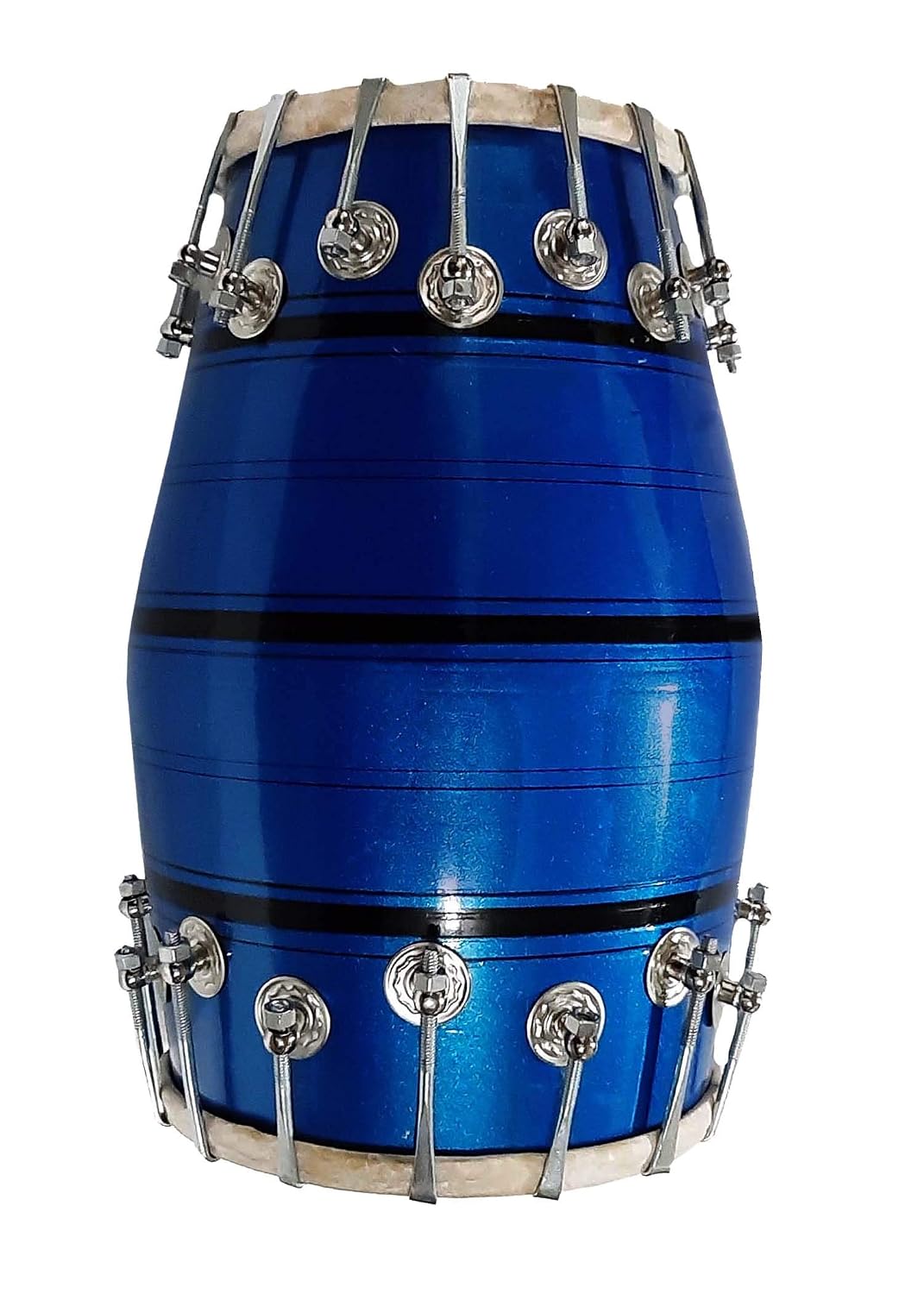 Wooden Musical Instrument Dholak Drum Nuts & Bolt With Full Tool Kit - Blue | Perfectly Symmetric Round Dholak Nickel Plated Bolts & Nuts - Dholak For Festival, Wedding, Satsang | Very Easy To Tune