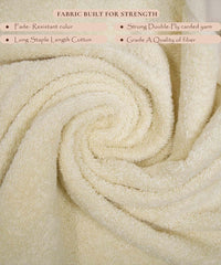 Rangoli Soft Absorbent Durable Towels Earthly Egyption Cotton Plush Luxurious Large Size Bath Towel 1000 Gsm (Cream)- Pack Of 2