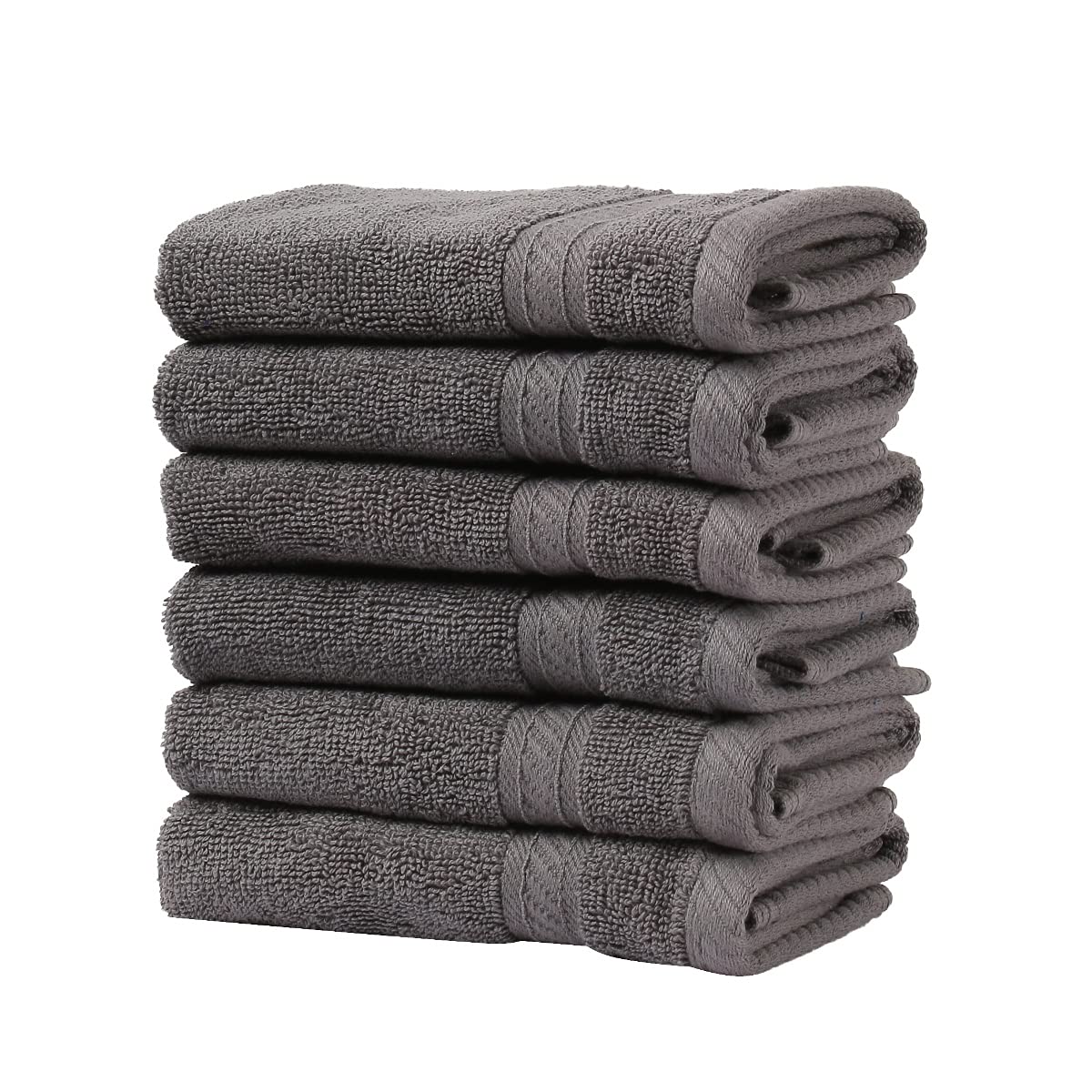 Fresh From Loom Face Towel 500 Gsm | 100% Cotton Ultra Soft, Absorbent & Quick Dry Towel For Facewash - Set Of 6 (Grey)