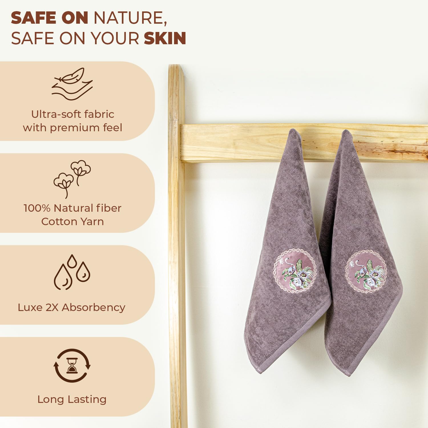 Akiko Home Prima Dream 100% Cotton Hand Towels 400 Gsm | Soft, Absorbent & Durable, Cotton Hand Towel | Pack Of 2 (Bluegrn)
