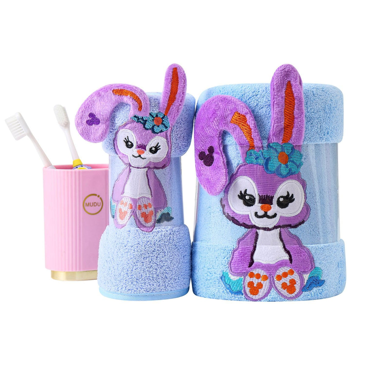 Homecloud Super Soft Rabbit Bath Towel With Hand Towel 700 Gsm | 3x Softer Than Cotton Towels A Gift For Baby Shower | Set Of 2 (Sky Blue)