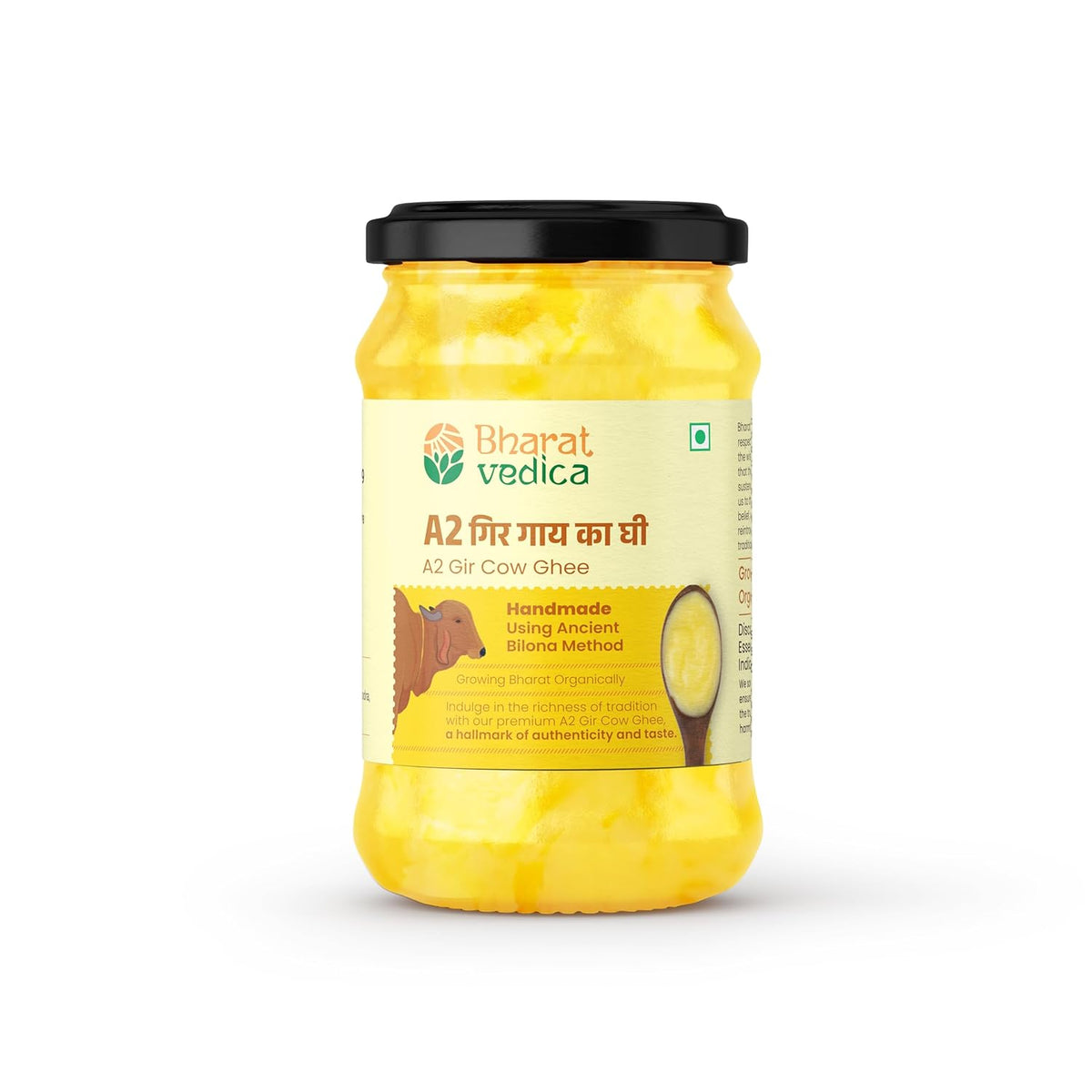Pure A2 Gir Cow Ghee By Bharat Vedica | Handmade With The Ancient Bilona Method Pure Desi Cow Ghee For Supports Heart Health | (1 Litr) 33.8 Ounce | Jar Pack