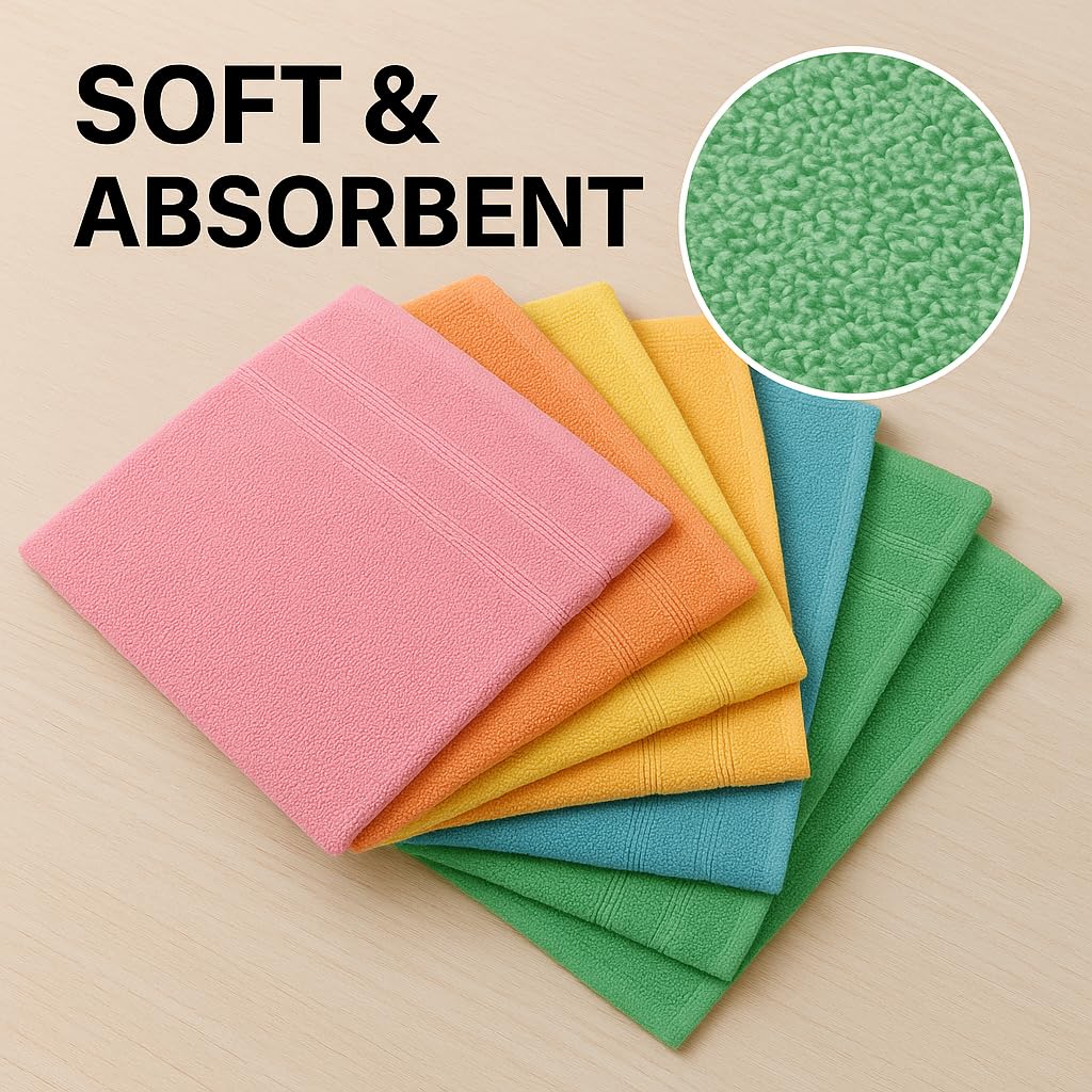 Weavers Villa Cotton Plain Soft Face/Hand Towel 900 Gsm (Multicolour) - Set Of 6