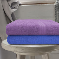 Sassoon Anatolia 100% Cotton Xl Bath Towel 1000 Gsm | Extra Soft, Quick Drying & Super Absorbent Bath Towel (Purple & Heaven) - 2 Piece