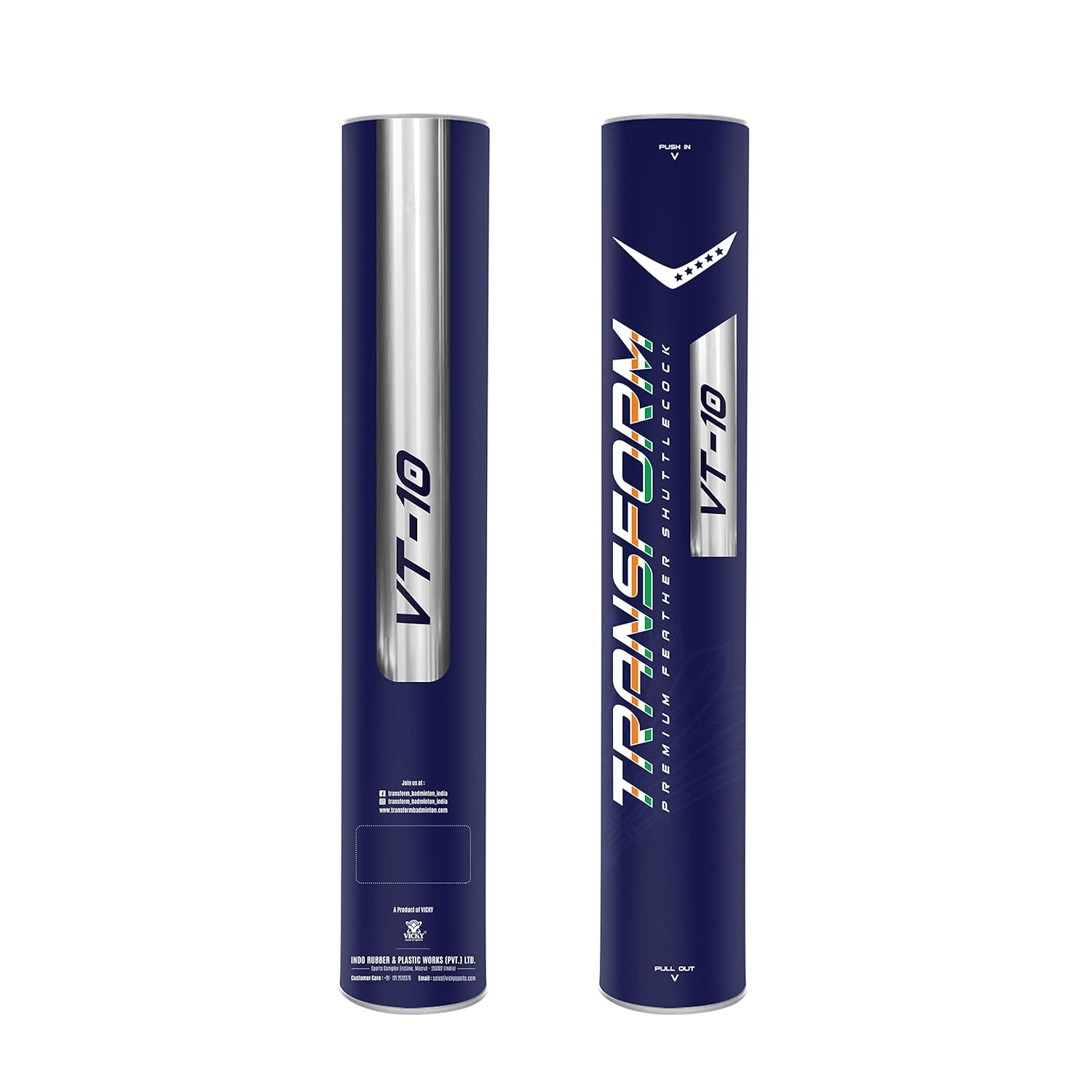 Transform VT - 10 Premium Feather Shuttlecock , Speed 76 | White , Pack Of 12
