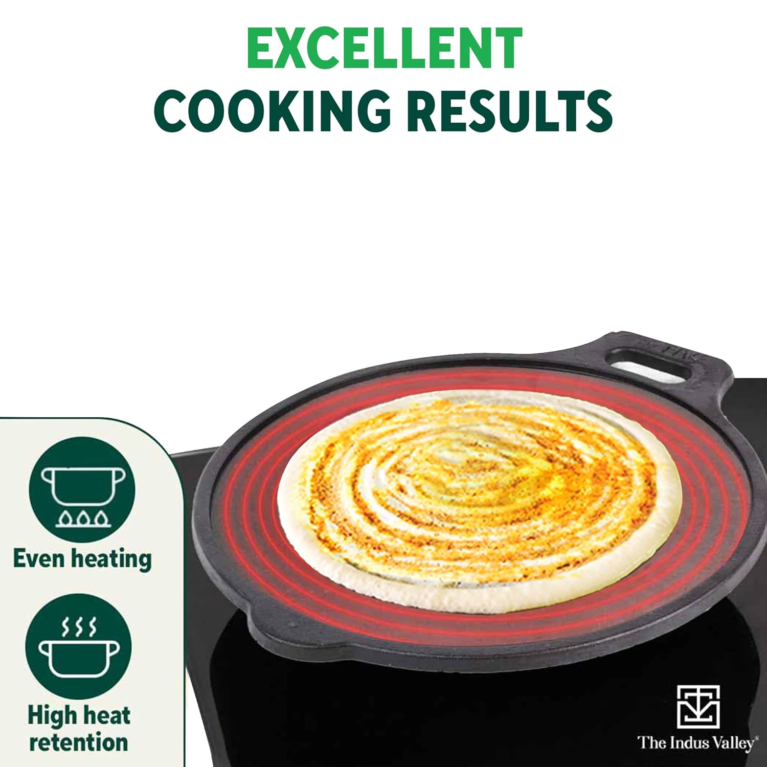 Super Smooth Cast Iron Tawa For Dosa, Chapathi - 30.5cm, 12 Inch, 2.9 Kg | Induction Friendly, Naturally Nonstick, Pre-Seasoned Tawa, 100% Pure & Toxin-Free, No Chemical Coating