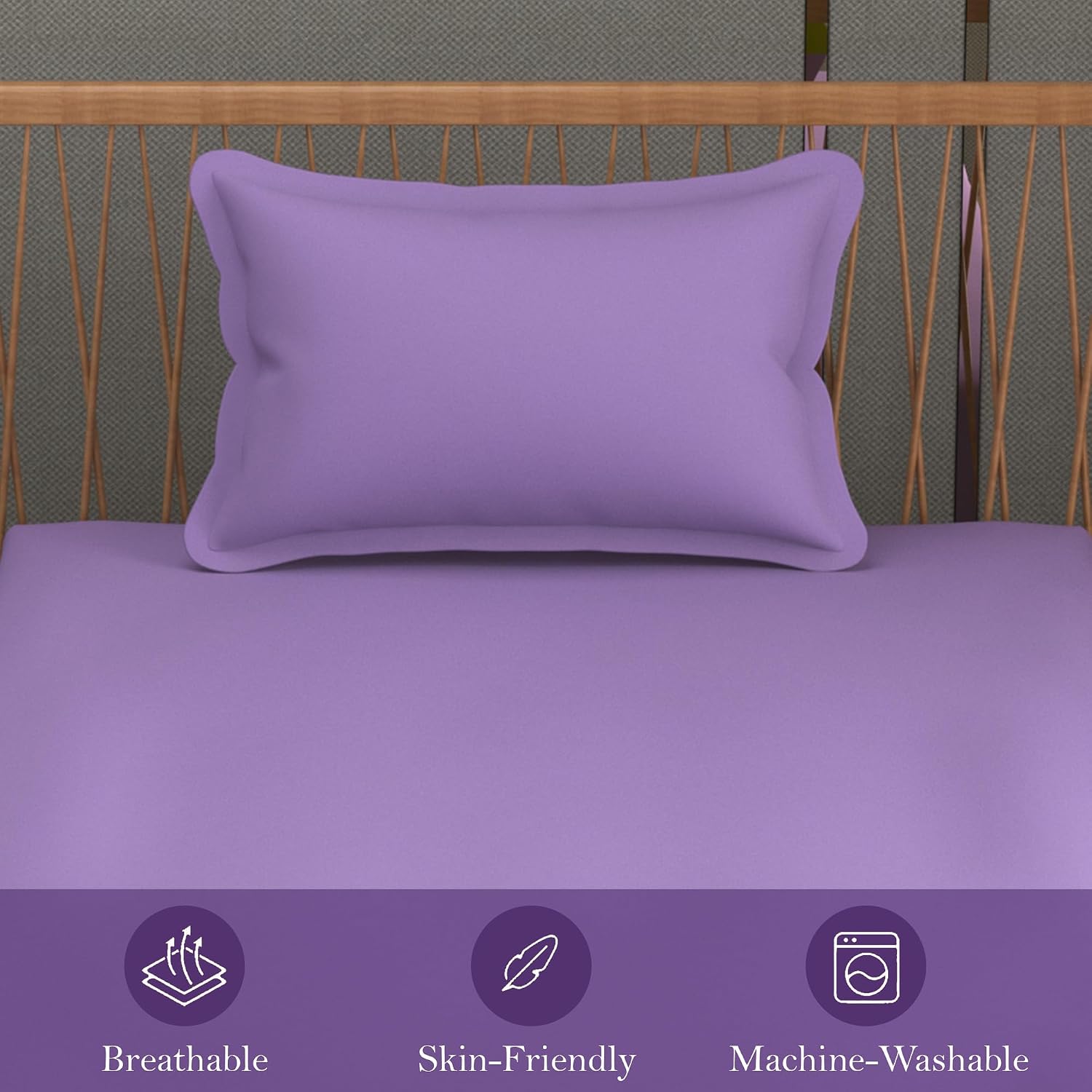 Solid Plain Single Size Bedsheet Set With 1 Pillow Covers | Size - 60 X 90 Inches, Purple | Ideal For All Seasons Due To Its Breathable Nature