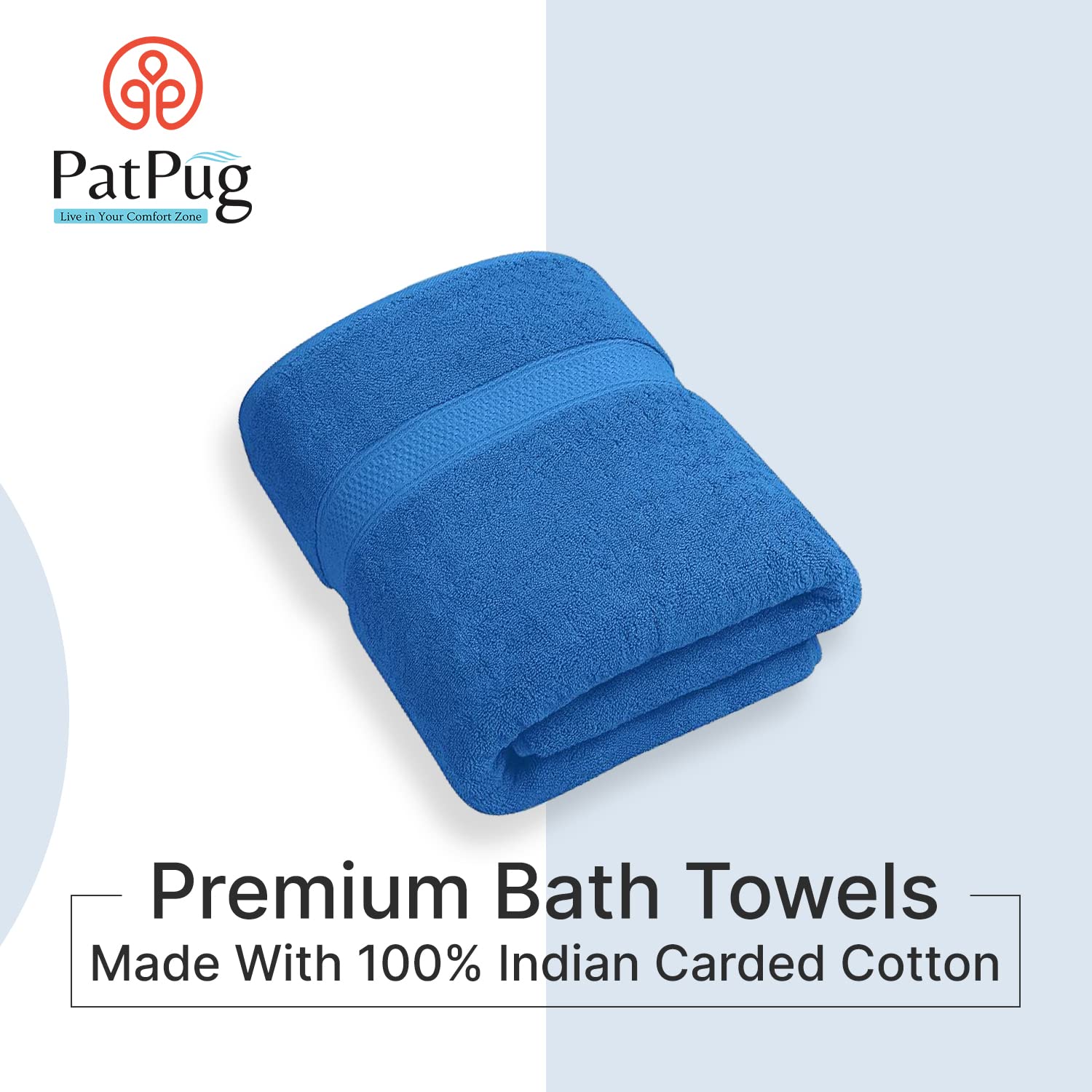 PatPug 100% Indian Ultra Soft Cotton 450 Gsm Bath Towel Large Bath Towel | Highly Absorbent Quick Drying Durable Towel For Men, Women & Kids (Ocean Blue)