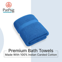 PatPug 100% Indian Ultra Soft Cotton 450 Gsm Bath Towel Large Bath Towel | Highly Absorbent Quick Drying Durable Towel For Men, Women & Kids (Ocean Blue)