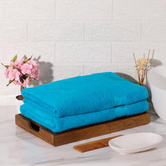 Kopa By Bianca 100% Cotton Soft Terry Towel Bath Towel L D`Ross 900 Gsm | Super Absorbent, Lightweight, Odour Free Bath Towel (Turquoise) - 2 Pcs