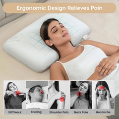 Memory Foam Pillow, Queen Size Orthopedic Pillows For Neck Pain - 4.5 Inches | Removable Washable Cover, From Neck Pain, Shoulder Pain, Spondylitis Pillows | Adjustable Pillows - Pack Of 2