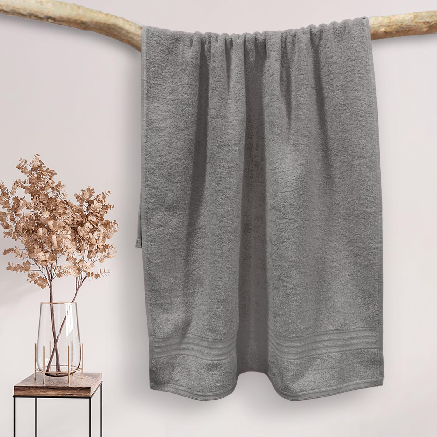 Sassoon Anatolia 100% Cotton XL Bath Towel 500 Gsm | Extra Soft, Quick Drying & Super Absorbent Bath Towel For Men & Women (Grey)