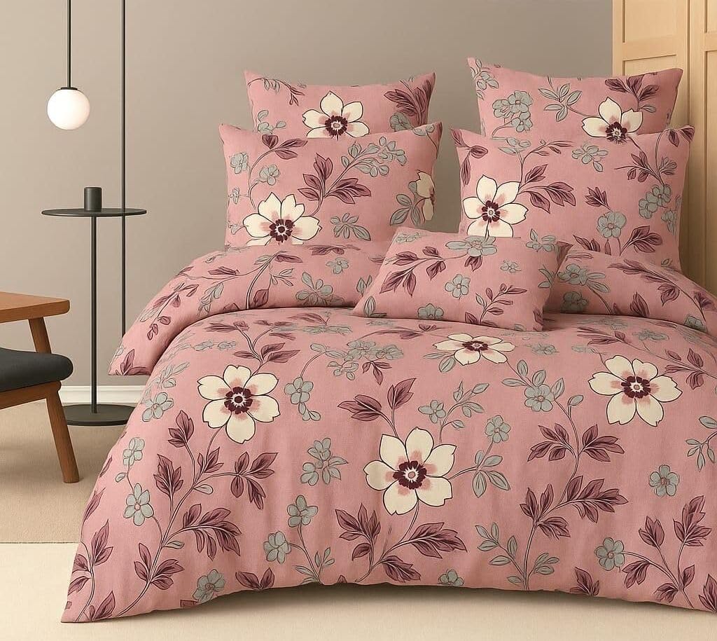 Cotton Queen Size Printed Double Bedsheet With 2 Pillow Covers For Home | 90 X 100 Inches, Peach - Beautiful Bedsheet Set | Perfect For Gifting Wedding, Anniversary