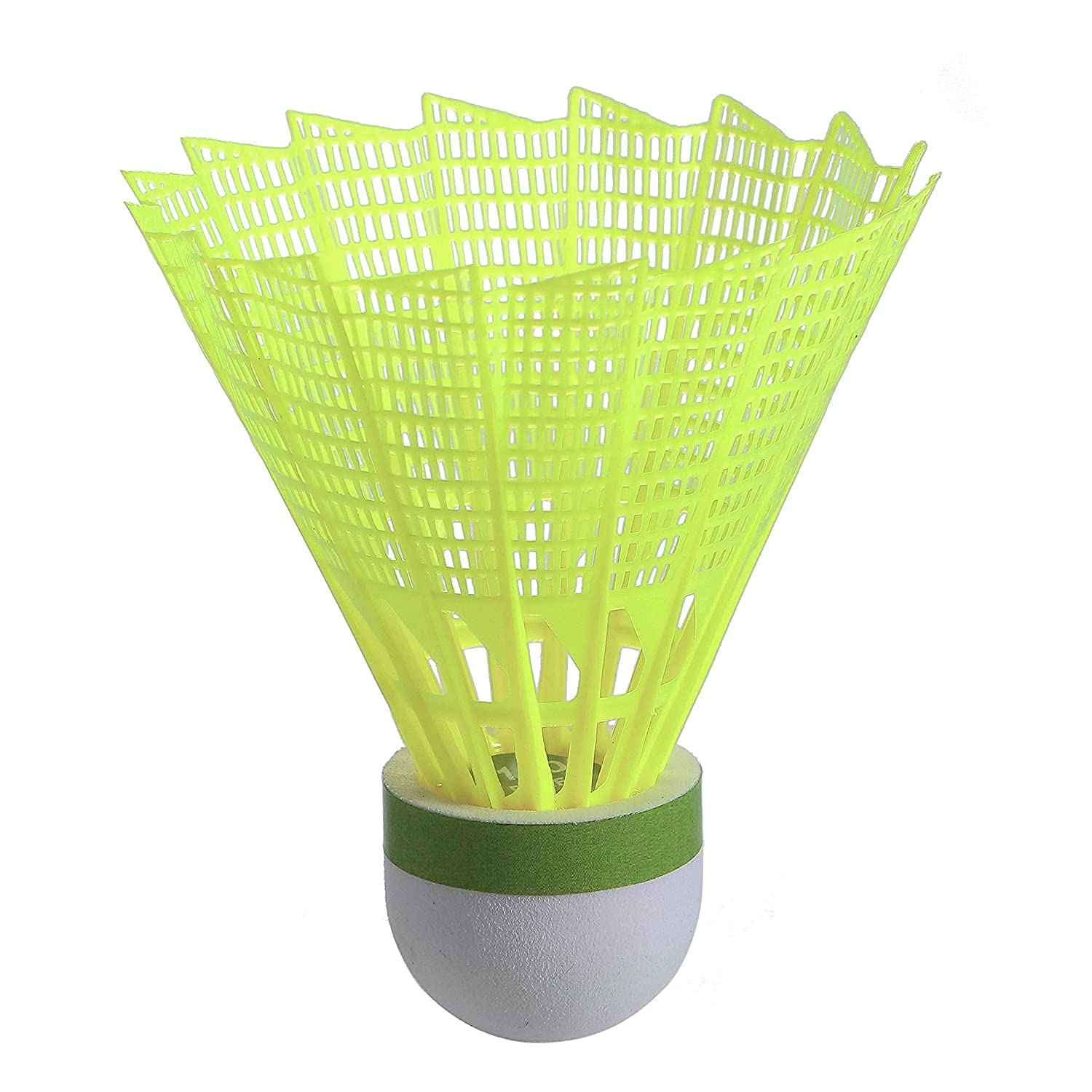 Spiro Badminton Nylon Shuttlecock , With A Unique Hybrid Base Cork | Green , Pack Of 10 , Playing Level - Beginner