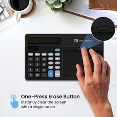 Portronics Ruffpad Calc 2 2-in-1 Calculator & LCD Writing Pad With 14.4 Cm Writing Area, Multi Function Digital Calculator Stylus Pen For Students, Birthday Gift, Kids Toys, School, Office(Black)
