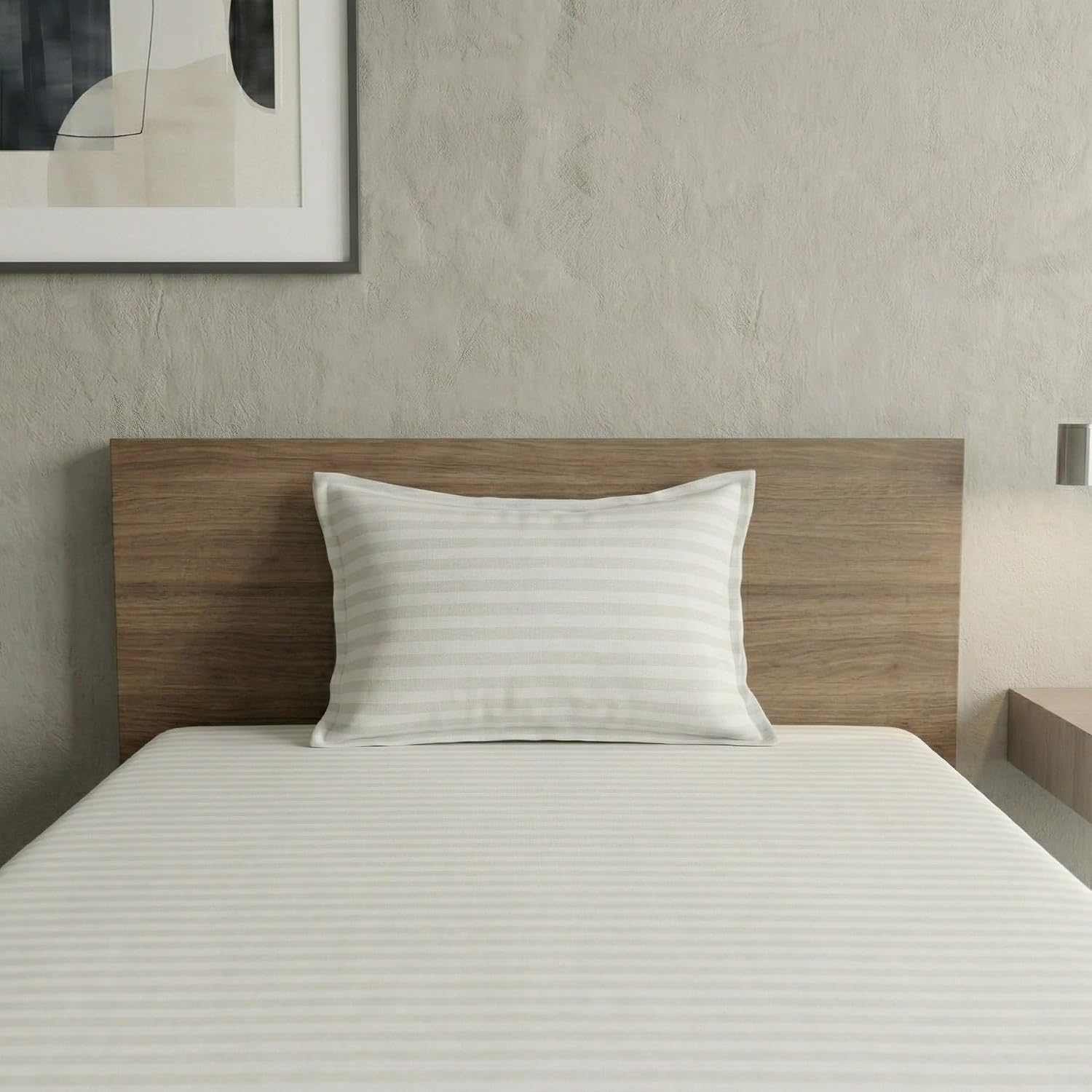 Cotton White Striped Single Bedsheet With 1 Pillow Cover - 55 X 90 Inches | Long-Lasting Color Comfortable Fabric Bedsheet