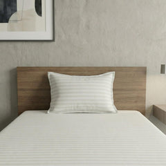 Cotton White Striped Single Bedsheet With 1 Pillow Cover - 55 X 90 Inches | Long-Lasting Color Comfortable Fabric Bedsheet
