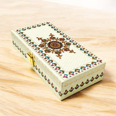 Mandela'S Design Gold Foil Scodix Print Matt Touch Decorative Box, Wedding Fancy Shagun Cash Box, Money Box, Gaddi Box, Style - Multicolor