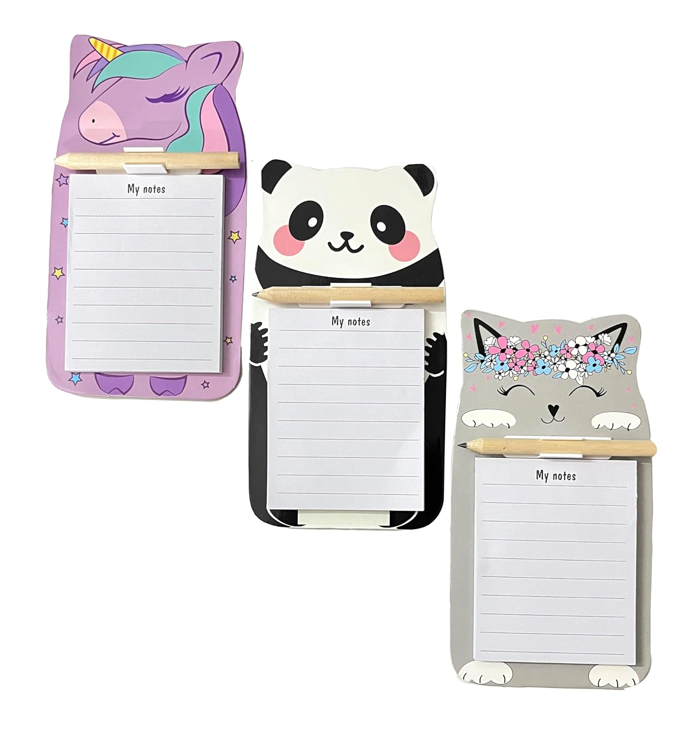 Magnetic Fridge Memo Notepad With Pencils Inserted For Notes, Cute Animal Memo Pad, Pack Of 3