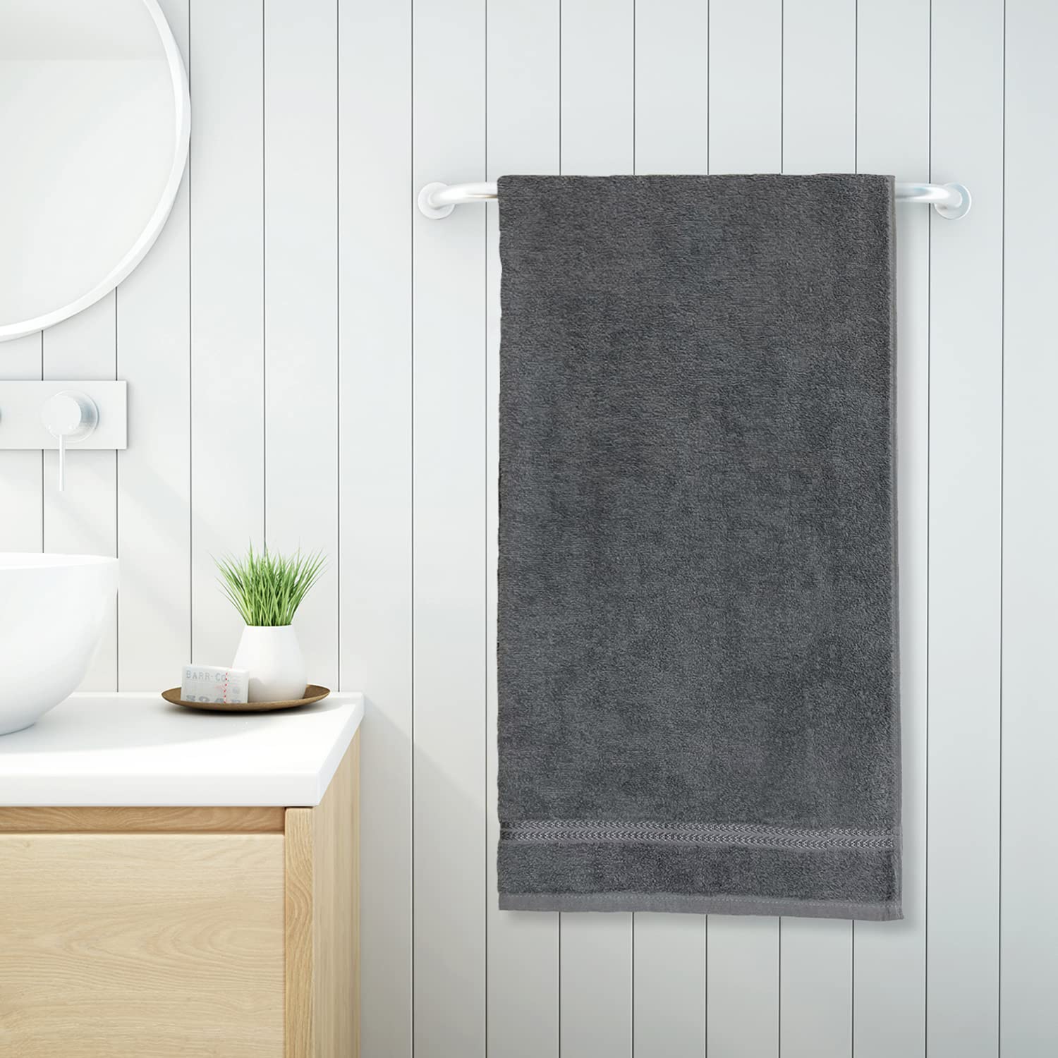 Welspun 100% Cotton Bath Towel 500 Gsm | Anti Bacterial Bright Colours High Absorbency Cotton Bath Towels (Dark Grey)