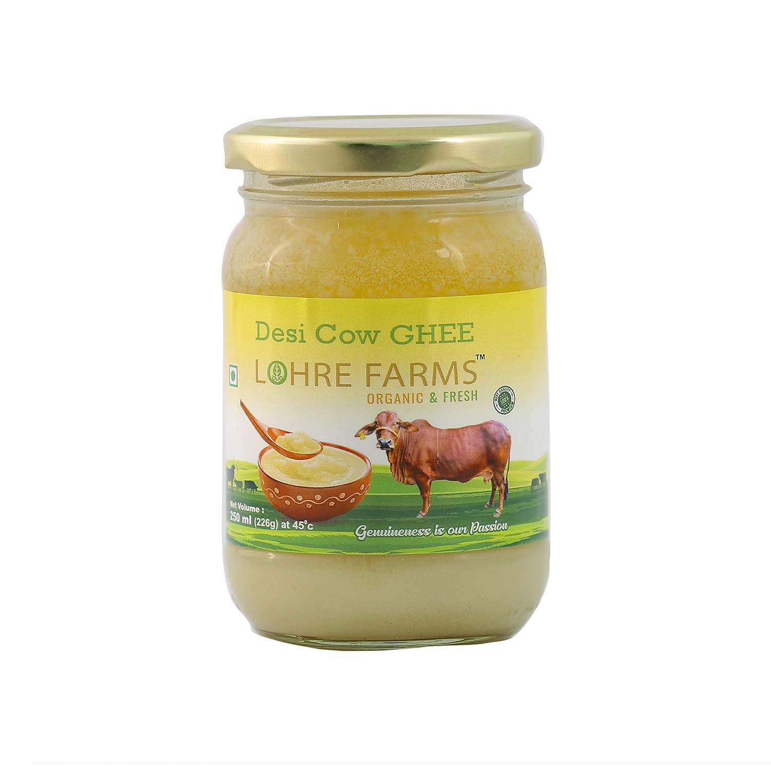 Pure Premium A2 Desi Cow Bilona Ghee By Lohre Farms | Rich In Vitamin A, E, D & K Healthy Pure Desi Ghee Good For Garnish | 500ml (250ml * 2) 16.9 Ounce | Jar Pack