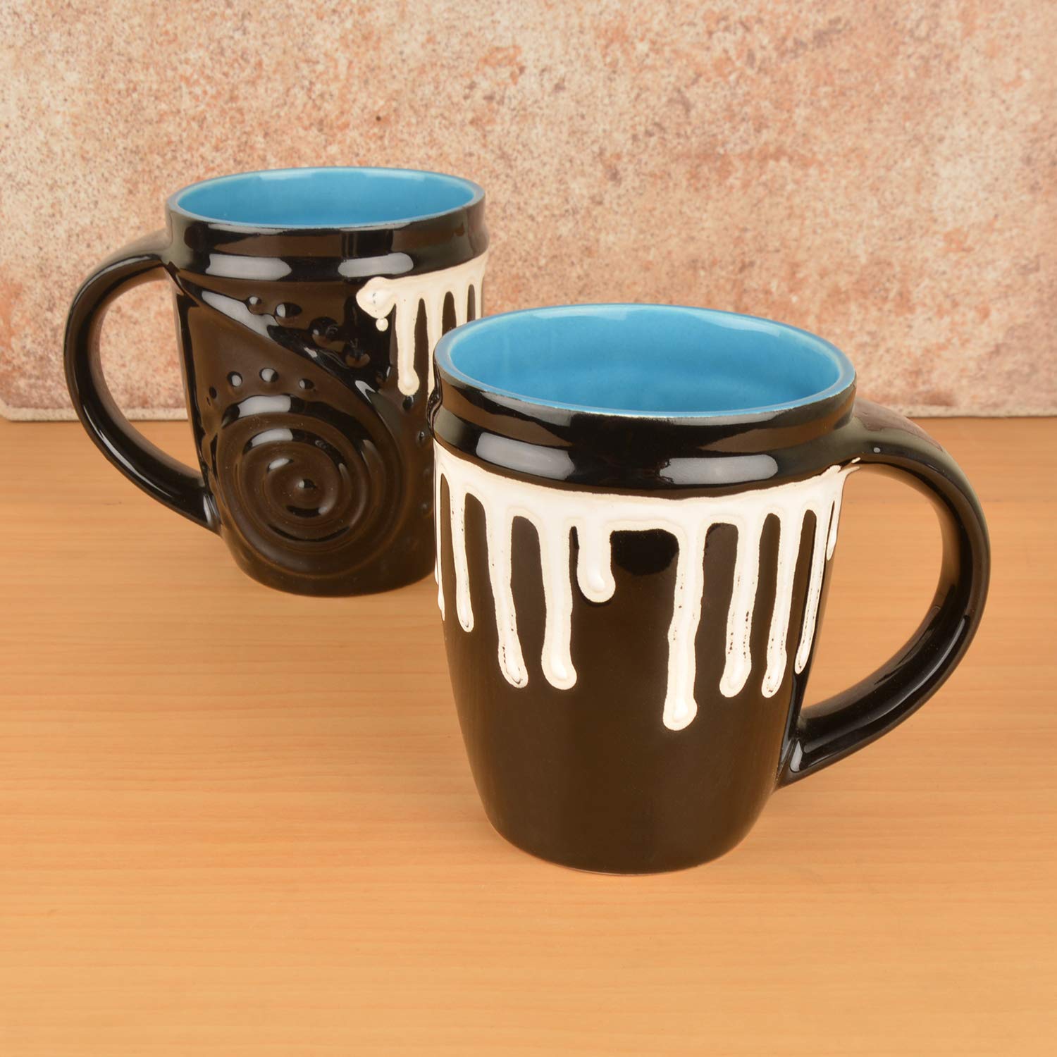 Black Ceramic Coffee Mugs Set Of 2 - 300ml Each | Milk Mug - Coffee Cups & Mugs