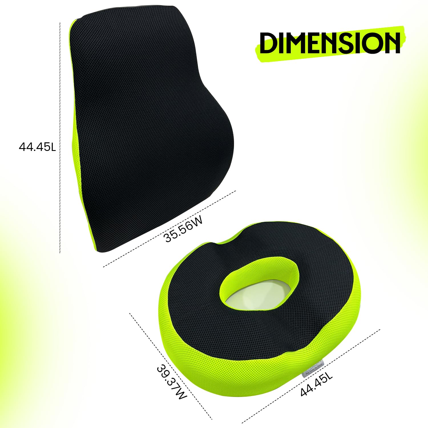 Cool Gel Memory Foam Donut Pillow, Piles Pillow, Tailbone Pain Seat Support | Standard Size, For Lower Back, Hemorrhoids, Ring Pillow, Black & Green, Donut Pillow - Combo Pack