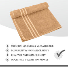 100% Cotton Hand Towel 400 Gsm | Super Soft, Absorbent, Quick Dry Hand Towel (Beige) - Pack Of 2
