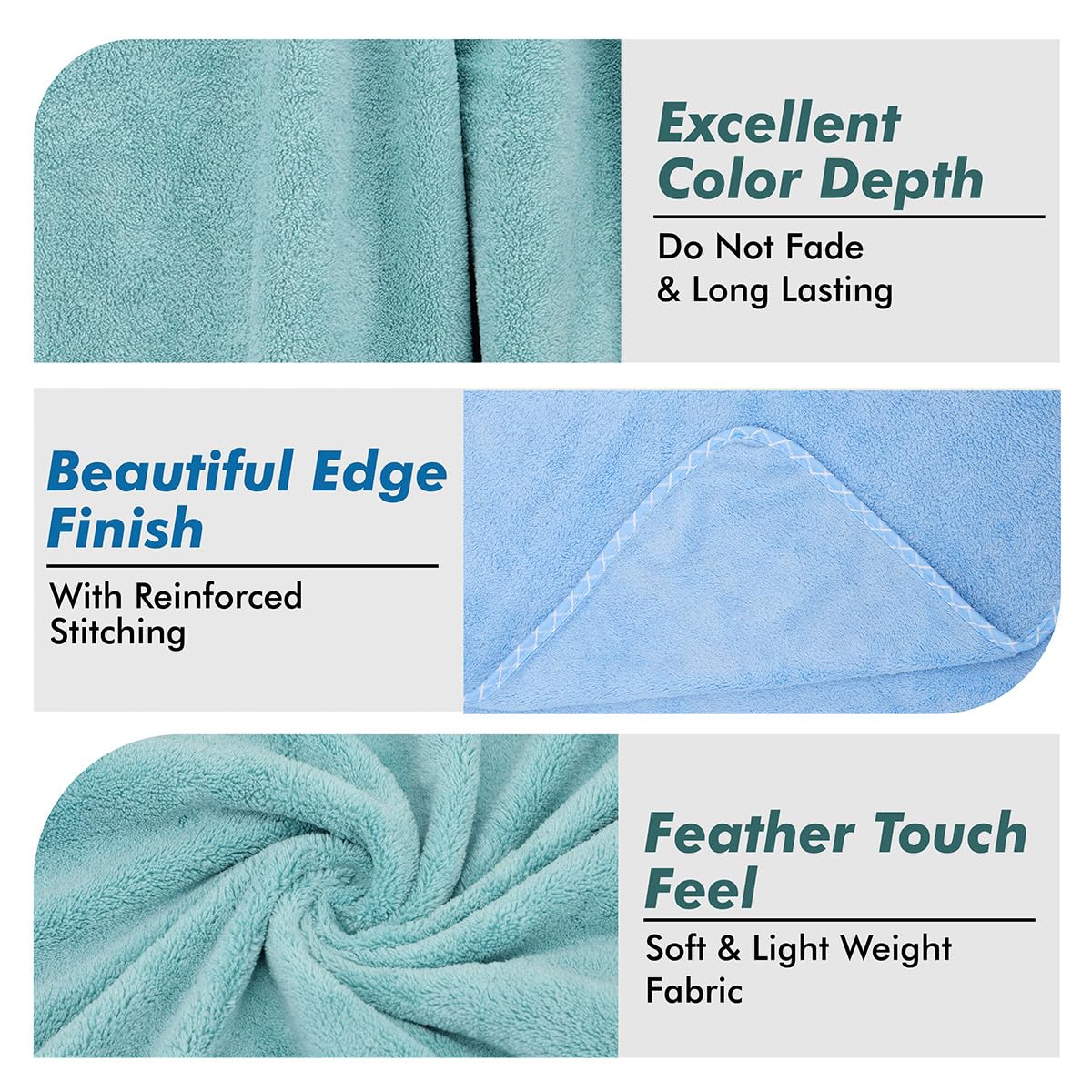 Urbanleaf Microfiber Large Bath Towel Quick Dry Super Absorbent Bath Towel | Towel For Bath, Travel, Gym, Beach, Pool & Yoga (Blue & Green)