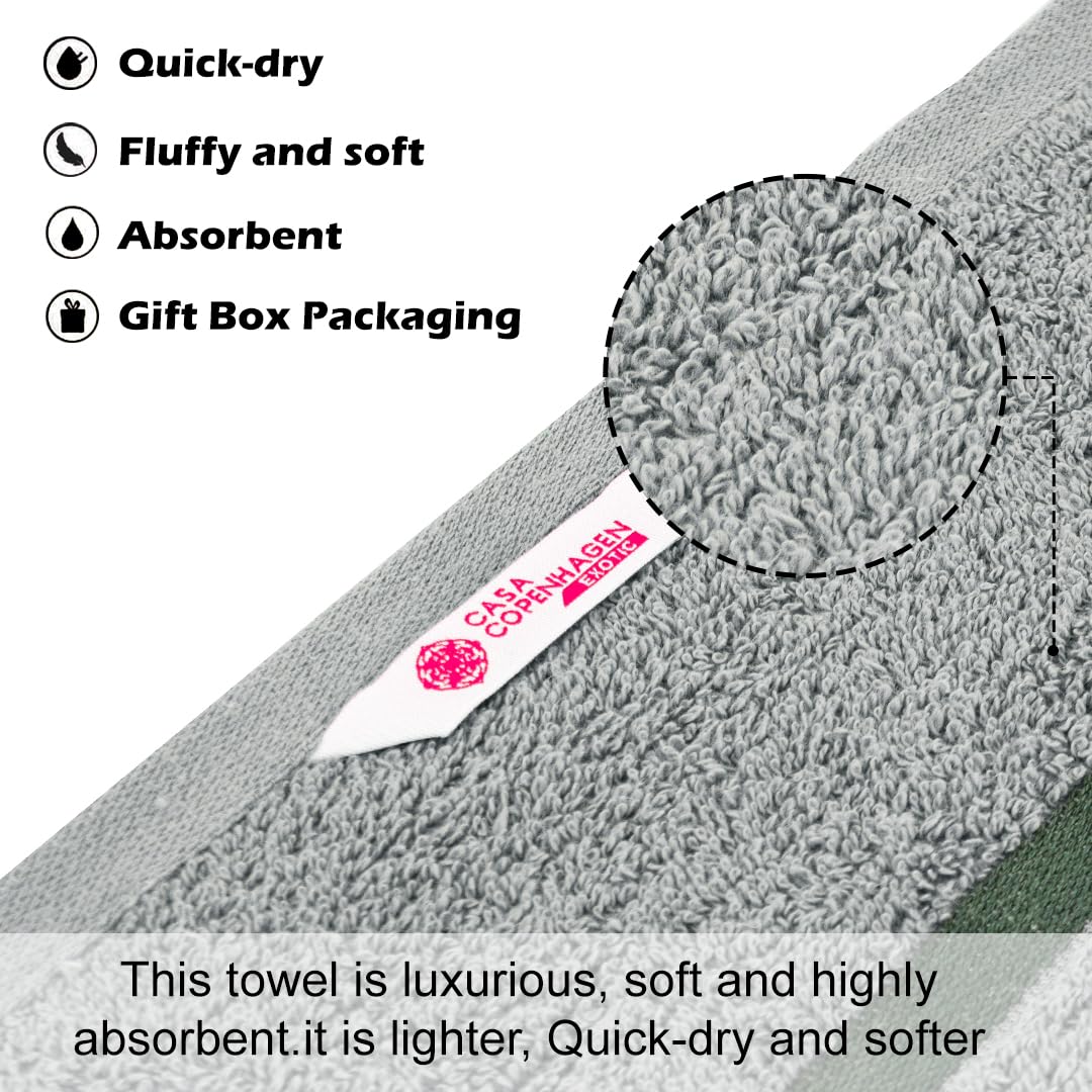 Casa Copenhagen Egyptian Cotton Exotic Hand Towel 400 Gsm (Flint Pine Grey)- 2 Pcs