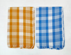 Bombay Dyeing Rimzim 100% Cotton Printed Soft & Slick Quick Drying Bath Towels 500 Gsm (Orange & Blue) - 2 Pcs