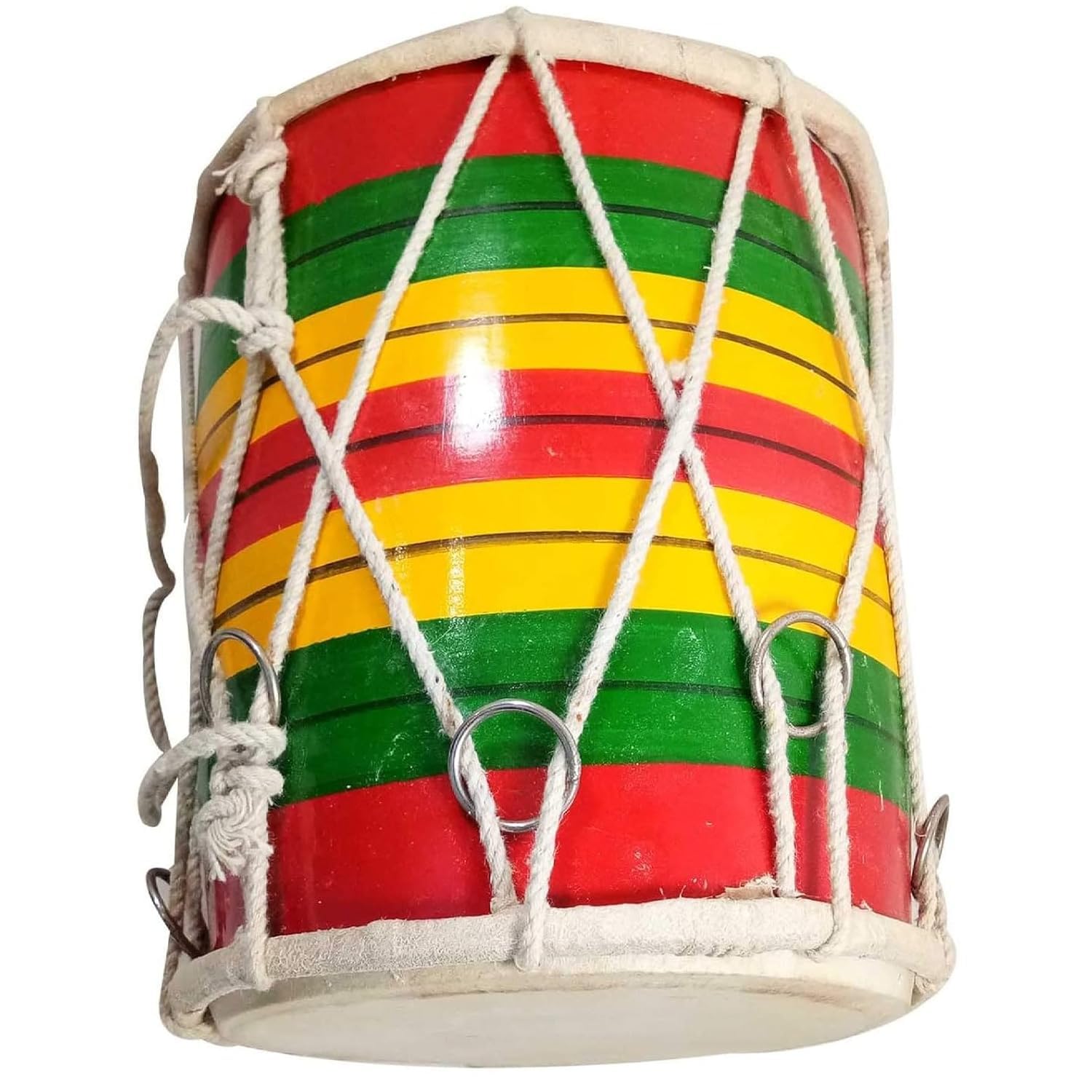 Handmade Miniature Musical Instruments Wooden Kids Dholak - Multicolor | Perfectly Symmetric Round Dholak - Dholak For Festival, Wedding, Satsang | Punjabi Dhol Drum, Housewarming Gifts