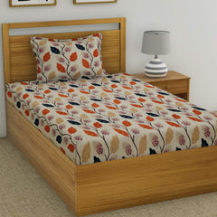 Single Bedsheet With 1 Pillow Cover - 55 X 86 Inches, Multicolor | Normal Hand Wash Or Machine Wash | Breathable & Wrinkle Free