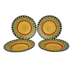 Hand Painted Ceramic Pasta Plate Set Of 4 - 9 Inches, Multicolor | Soup Plates - Maggi Plates