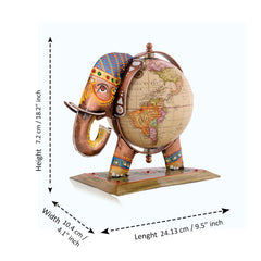 Home & Office Decorative Globe Metal Elephant Table Top Showpiece Globe, Home Decor & Gift For Living Room, Bedroom, Showcase, Office Desk, Pack Of 1